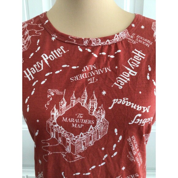 Harry Potter Marauders Map Womens Top Size L Wizarding World Orange Nwot - Picture 4 of 7
